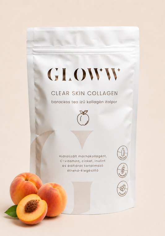 GLOWW Collagen italpor élőflórával – Barackos tea ízű (260g)