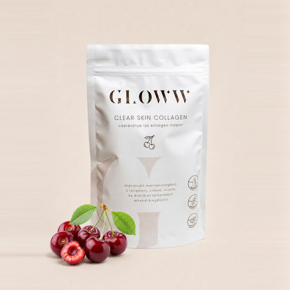 GLOWW Clear Skin Collagen cseresznye ízű kollagén italpor 260 g